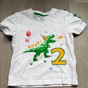 Kids White Dinosaur Party Shirt 2 year old